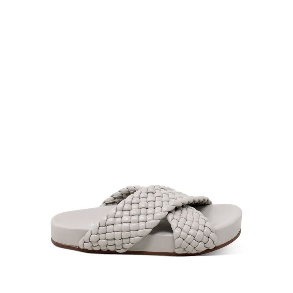 CHARLES DAVID Womens Gray Defend Platform Slip On Leather Slide Sandals 7.5 M - Picture 3 of 4